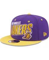 Men's New Era Purple, Gold Los Angeles Lakers Stacked Slant 2-Tone 9FIFTY Snapback Hat