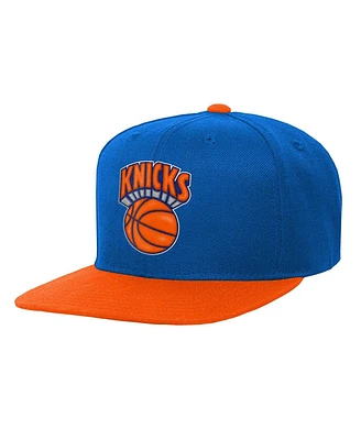 Big Boys and Girls Mitchell & Ness Blue, Orange New York Knicks Two-Tone Snapback Hat