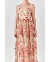 endless rose Women's Floral Embroidered Maxi Dress
