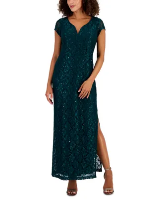 Connected Women's Sequined-Lace Maxi Dress