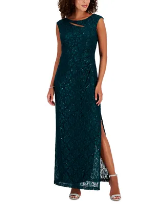 Connected Women's Lace Cutout Cap-Sleeve Gown