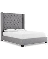 Closeout! Grey Monroe Ii Upholstered Queen Bed, Created for Macy's