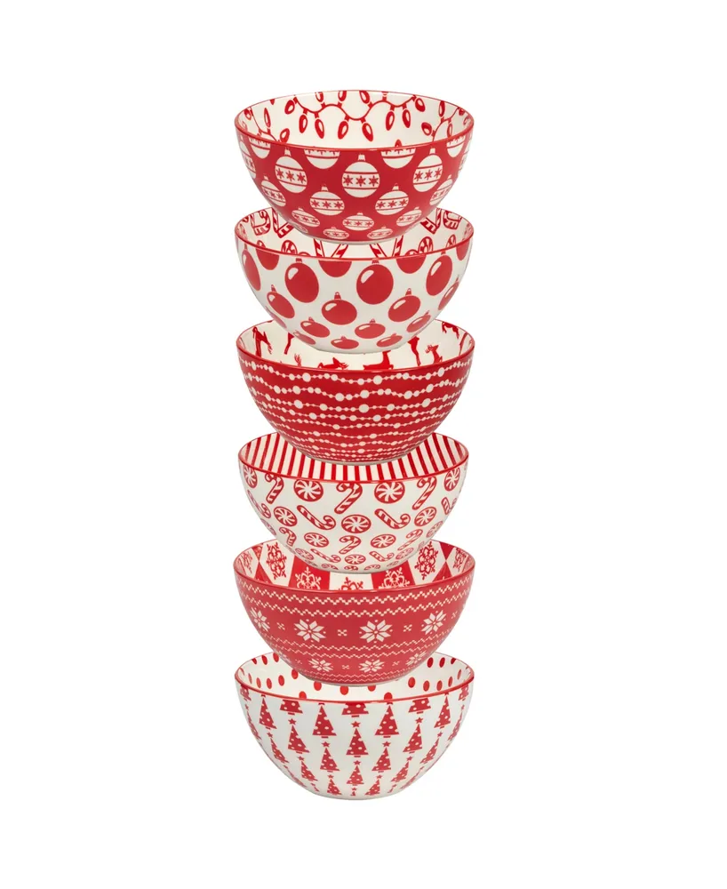 Certified International Peppermint Candy oz All Purpose Bowls Set of 6