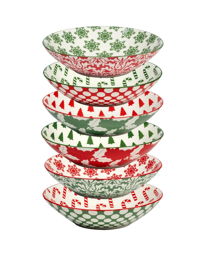 Certified International Winter Medley 40 oz Soup Bowls Set of 6, Service for 6