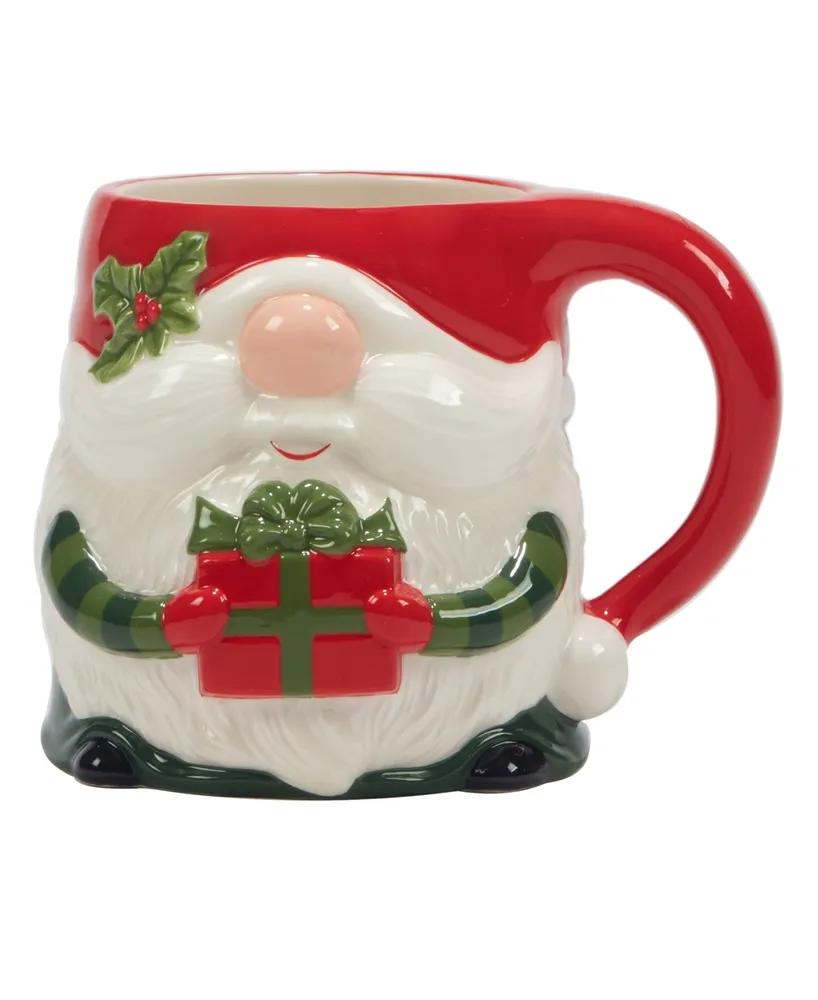 Certified International Christmas 18 oz 3-d Gnome Mugs Set of 4, Service for 4