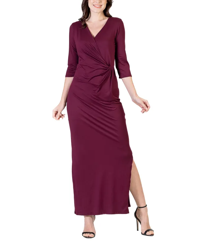 Women's Boat Neck Slit Maxi Dress