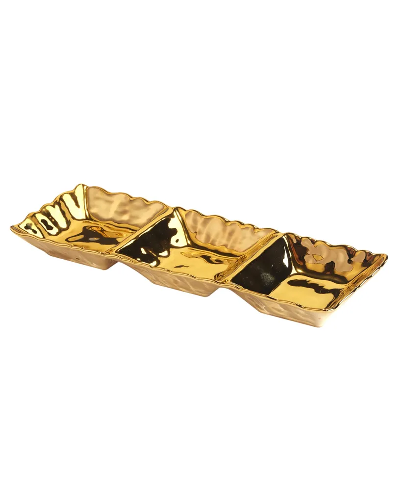 Certified International Gold-Silver Tone Coast 3 Section Tray
