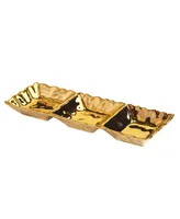 Certified International Gold-Silver Tone Coast 3 Section Tray