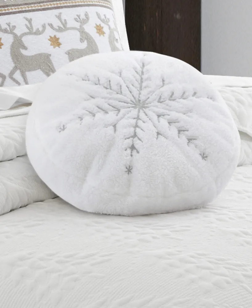 Levtex O Christmas Tree Snowflake Decorative Pillow, 16" Round