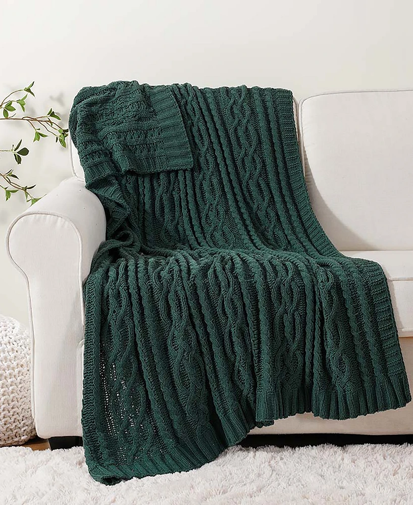 Battilo Lifestyle Cable Knit Chenille Throw, 51" x 67"