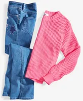 Epic Threads Toddler Little Big Girls Crewneck Sweater Big Girl Flare Leg Jeans Created For Macys