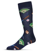 MeMoi Men's Baseball Rayon from Bamboo Crew Socks