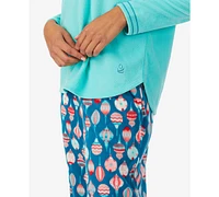 Cuddl Duds Women's 2-Pc. Fleece Long-Sleeve Printed Pajamas Set