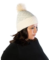 Marcus Adler Geo Lurex Print Beanie with Pom