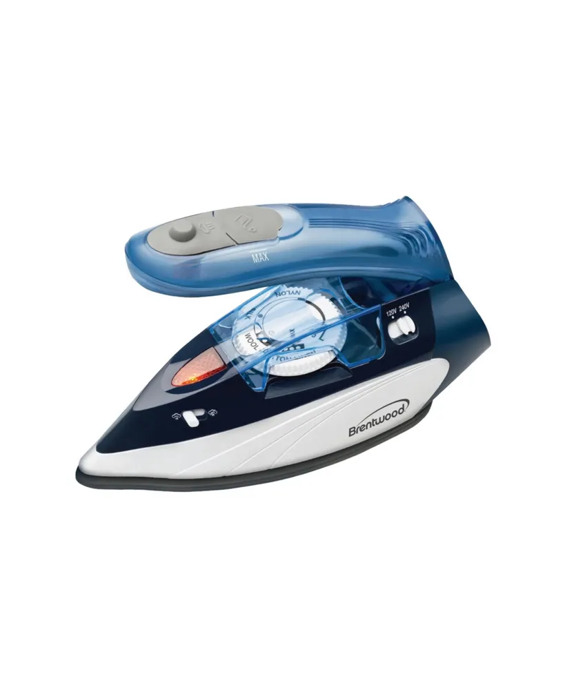 Brentwood 1100 Watt Dual Voltage Nonstick Travel Iron with Steam in Blue