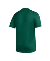 Men's adidas Green Miami Hurricanes Stripe Up Aeroready Pregame T-shirt