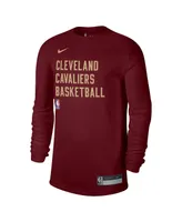 Men's and Women's Nike Wine Cleveland Cavaliers 2023/24 Legend On-Court Practice Long Sleeve T-shirt