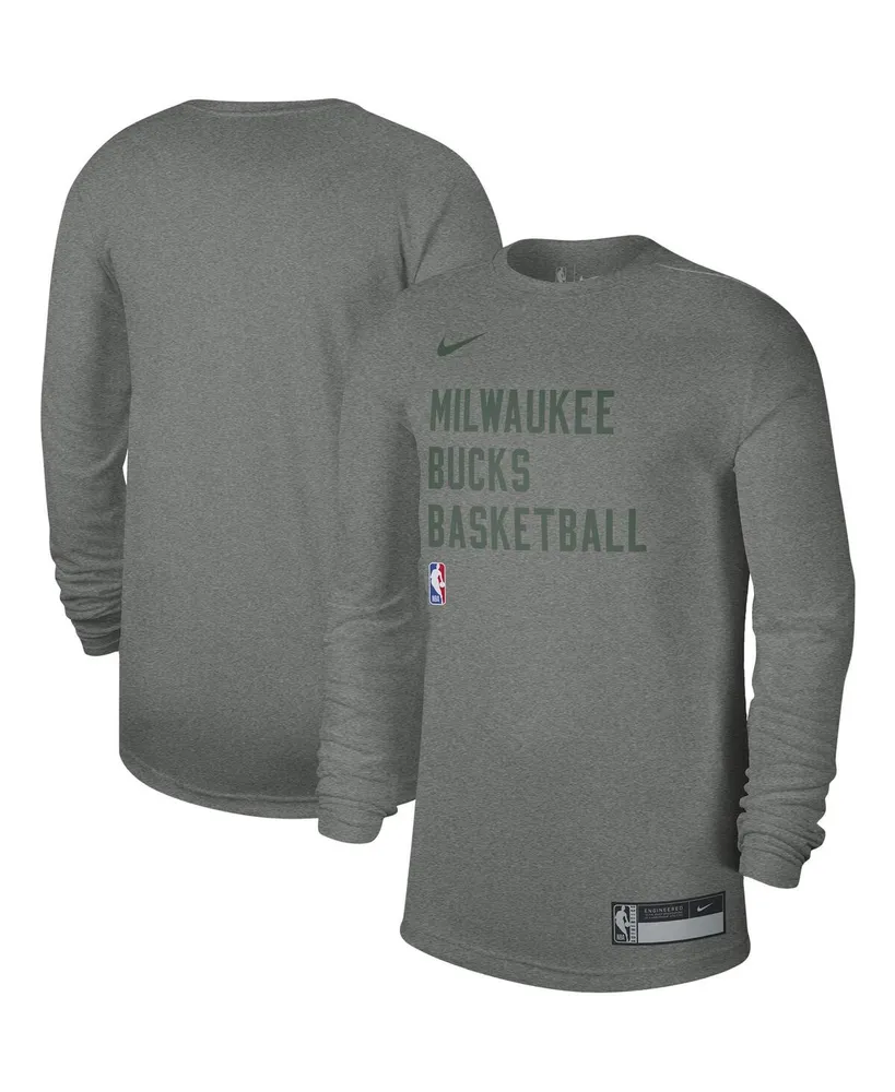 Men's and Women's Nike Heather Gray Milwaukee Bucks 2023/24 Legend On-Court Practice Long Sleeve T-shirt