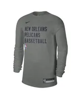 Men's and Women's Nike Heather Gray New Orleans Pelicans 2023/24 Legend On-Court Practice Long Sleeve T-shirt