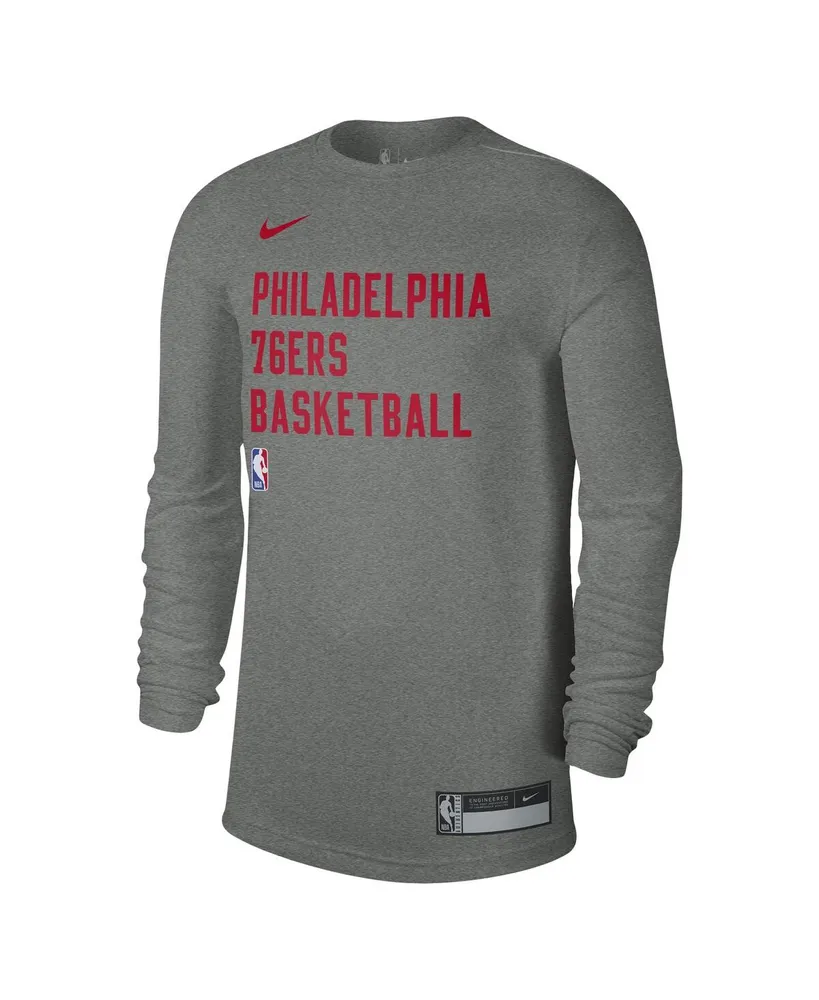 Men's and Women's Nike Heather Gray Philadelphia 76ers 2023/24 Legend On-Court Practice Long Sleeve T-shirt