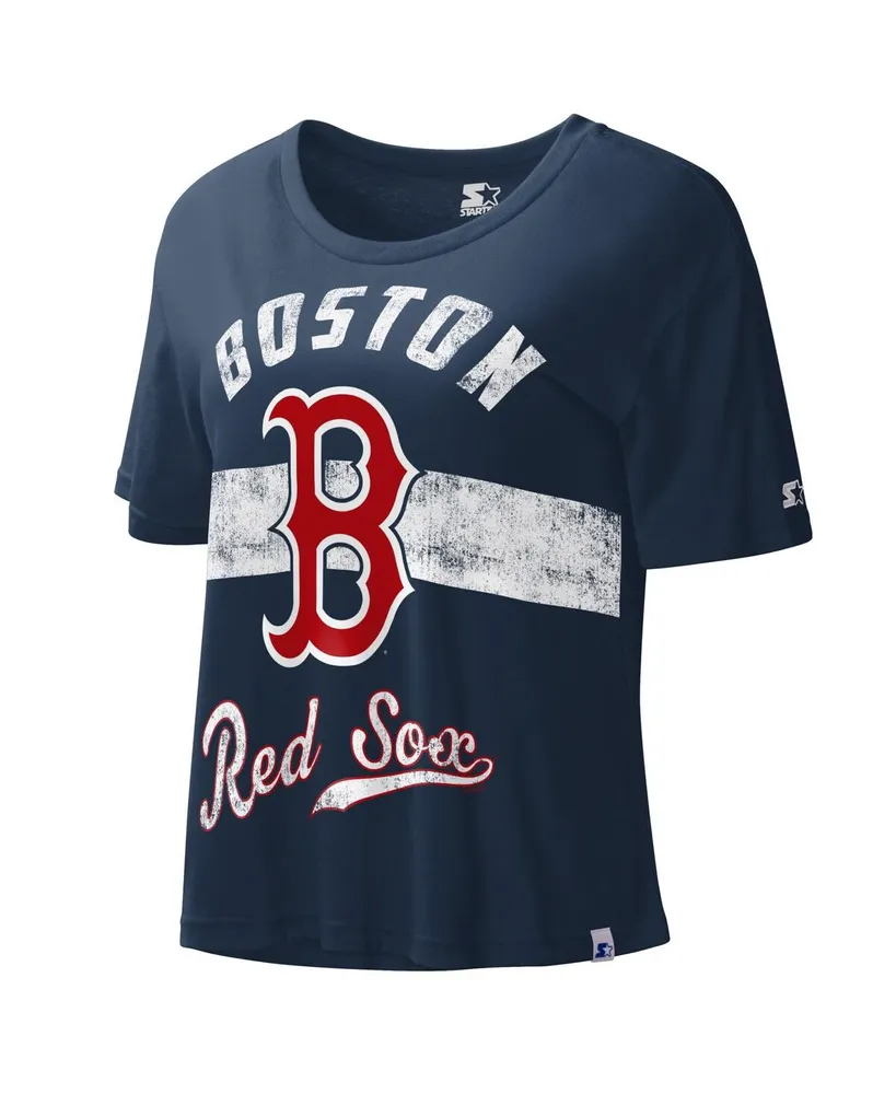 Women's Starter Navy Boston Red Sox Record Setter Crop Top