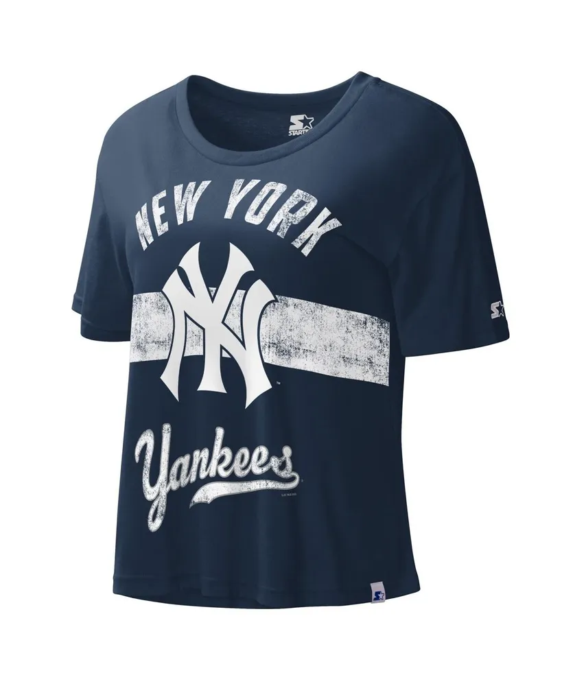 Women's Starter Navy New York Yankees Cooperstown Collection Record Setter Crop Top