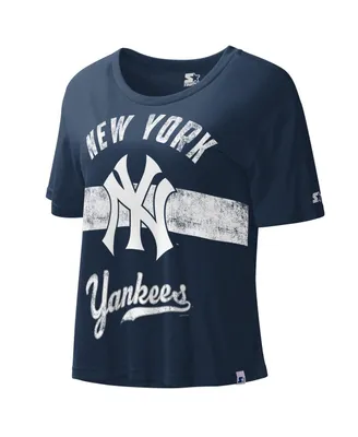 Women's Starter Navy New York Yankees Cooperstown Collection Record Setter Crop Top