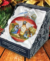 Designocracy Guarding Light Nativity Large Holiday Glass Collectible Ornaments G. DeBrekht