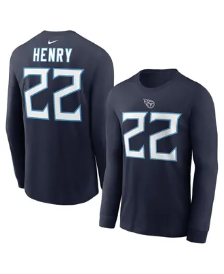 Men's Nike Derrick Henry Navy Tennessee Titans Player Name and Number Long Sleeve T-shirt