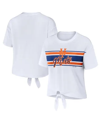 Women's Wear by Erin Andrews White New York Mets Front Tie T-shirt