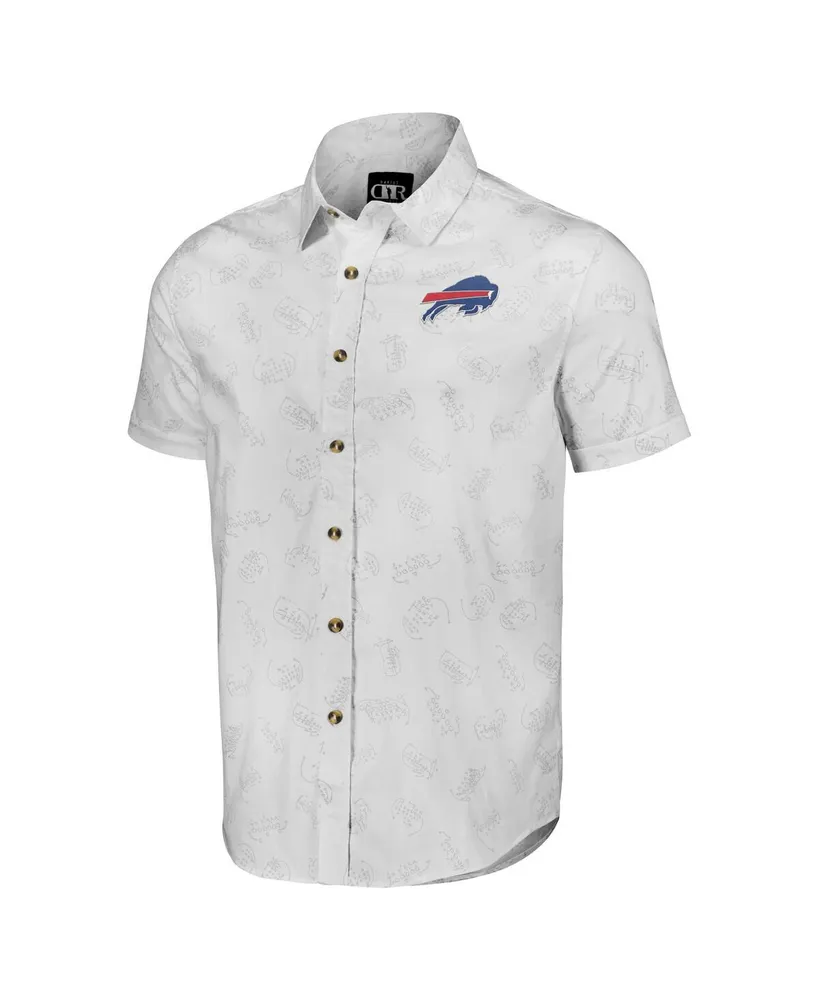 Men's Nfl x Darius Rucker Collection by Fanatics White Buffalo Bills Woven Short Sleeve Button Up Shirt