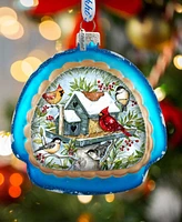 Designocracy Winter Cardinals Rainbow Christmas Mercury Glass Ornaments S. Winget
