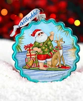 Designocracy Paddle Boarding Santa Wreath Christmas Mercury Glass Ornaments S. Winget