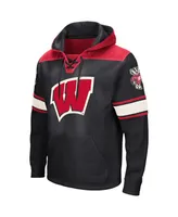 Men's Colosseum Black Wisconsin Badgers Big and Tall Hockey Lace-Up Pullover Hoodie