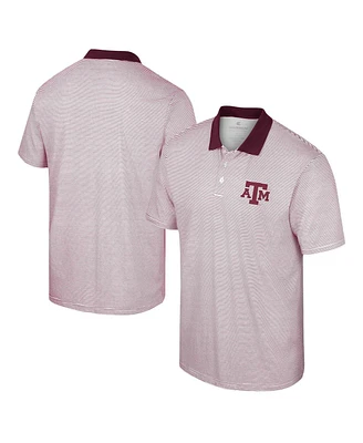 Men's Colosseum White, Maroon Texas A&M Aggies Print Stripe Polo Shirt