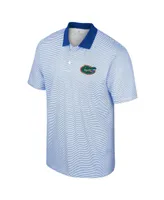 Men's Colosseum White, Royal Florida Gators Print Stripe Polo Shirt