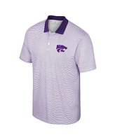 Men's Colosseum White, Purple Kansas State Wildcats Print Stripe Polo Shirt