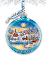 Designocracy Magic Winter Village Ball Mercury Glass Christmas Ornaments G. DeBrekht