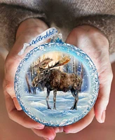 Designocracy In the Heart of the Forest - Moose Ball Christmas Glass Ornaments G. DeBrekht