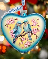 Designocracy Blooming Love Heart Christmas Mercury Glass Ornaments G. DeBrekht