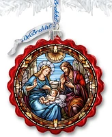 Designocracy Classic Holy Family Nativity Wreath Christmas Glass Ornaments G. DeBrekht