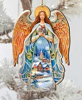 Designocracy Blessing Home Angel Christmas Wooden Ornaments Holiday Decor G. DeBrekht