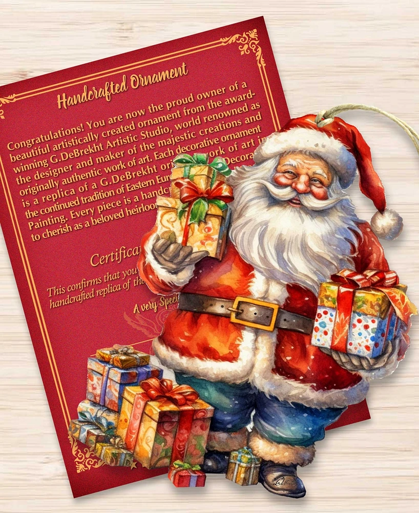 Designocracy Merry Delivery Santa Christmas Wooden Ornaments Holiday Decor G. DeBrekht