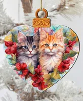 Designocracy Cute Kittens Christmas Wooden Ornaments Holiday Decor G. DeBrekht