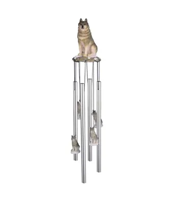 23" Long Round Top Wolf Wind Chime