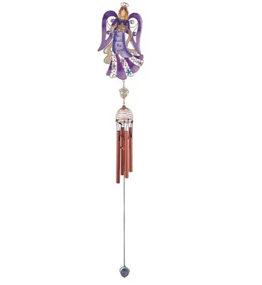 31" Long Purple Angel Copper and Gem Wind Chime