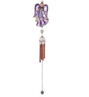 31" Long Purple Angel Copper and Gem Wind Chime