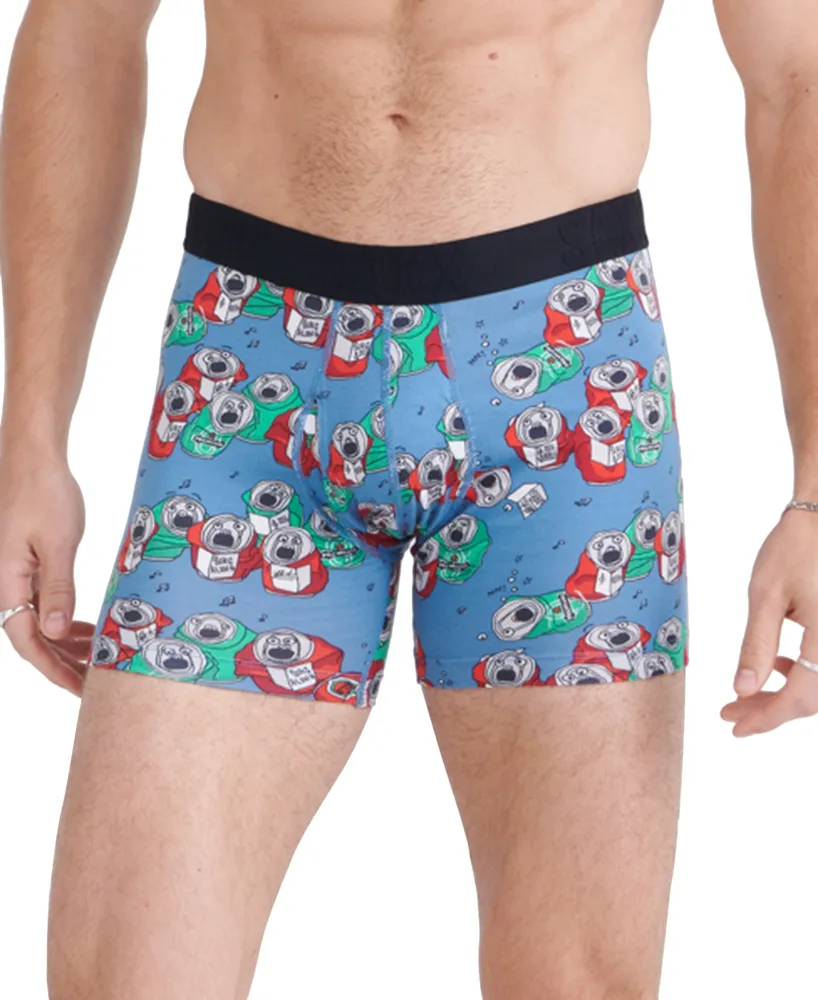 Saxx Men's DropTemp Slim-Fit Cooling Printed Boxer Briefs - Beer Can Choir