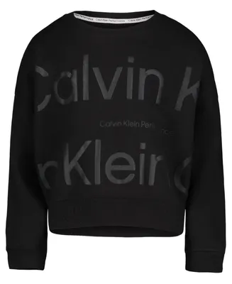 Calvin Klein Performance Big Girls Tonal Logo Fleece Crewneck Sweatshirt