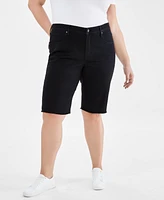 Style & Co Plus Denim Raw-Edge Bermuda Shorts, Created for Macy's